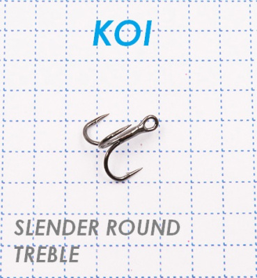 Крючок KOI "SLENDER ROUND TREBLE", размер 18 (INT), цвет BN, тройник (5 шт.)