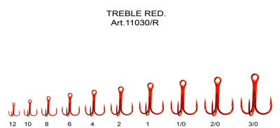 Крючок-тройник "FISH SEASON" с кругл. поддевом №2/0 Red 4шт 11030R-0042F