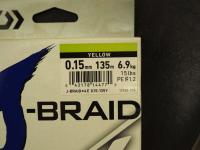 Леска плет. "DAIWA" J-Braid X4 желт. 0.15 135м