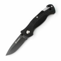 Нож складной "Ganzo" с зажимом и встроенным свистком, дл.клинка 75 мм, сталь 420С, цв. чёрный