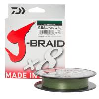 Леска плет. "DAIWA" J-Braid X8 Dark Green 0.06 150м