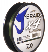 Леска плет. "DAIWA" J-Braid X4 зел. 0.10 135м
