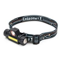 Фонарь налобный "СИБИРСКИЙ СЛЕДОПЫТ-Спектр", съемный, 1 LED + 1 COB, аккум. 220В, USB