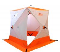 Палатка зимняя куб СЛЕДОПЫТ 1,5 х1,5 м, Oxford 240D PU 1000, 2-местная, цв. бело-оранж.