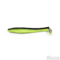 Виброхвост YAMAN Flatter Shad, р.3 inch, цвет #32 - Black Red Flake/Chartreuse (уп. 6 шт.)