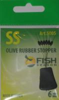 Стопор "FISH SEASON" резиновый оливка №SS 6шт 5005-SSF