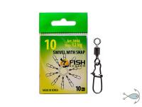 Вертлюг "FISH SEASON" с застеж. Nice №10 12кг 10шт 3004-10F
