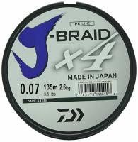 Леска плет. "DAIWA" J-Braid X4 Dark Green 0.07 135м