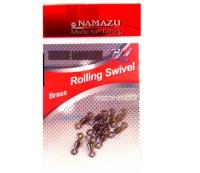 Вертлюг Namazu ROLLING SWIVEL, латунь, цв. BN, р. 3, test-35 кг (уп.10 шт)