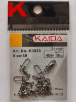 Вертлюг с карабином KAIDA K3023 №6 18 кг (10 шт.)