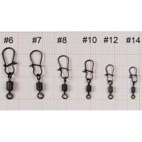 Вертлюг с застеж. Namazu Pro ROLLING RIB SWIVEL WITH NICE SNAP, цв. Carbon, р. 14, test-4 кг (уп.10)