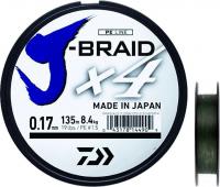 Леска плет. "DAIWA" J-Braid X4 зел. 0.17 135м