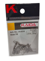 Вертлюг с карабином KAIDA K3024 №7, 14 кг (10 шт.)