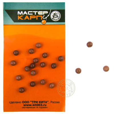 Бусина d6 корич. силикон 20шт пакет (Три кита)