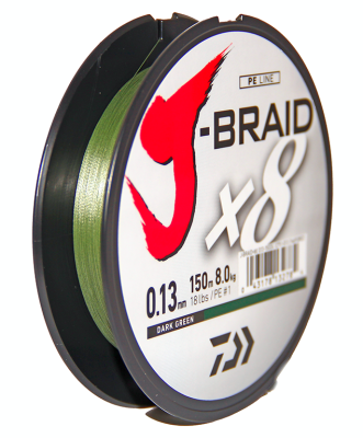 Леска плет. "DAIWA" J-Braid X8 Dark Green 0.13 150м