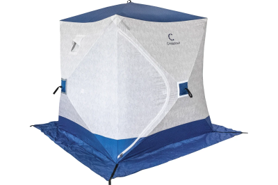 Палатка зимняя куб СЛЕДОПЫТ 1,8 х1,8 м, Oxford 210D PU 1000, S по полу 3,2  кв.м, цв.синий/белый