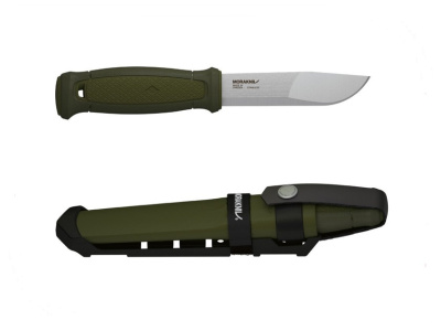 Нож Morakniv Kansbol, нержавеющая сталь, прорезиненная ручка, цвет зеленый, ножны c креплением