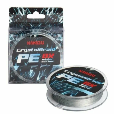 Шнур плетеный Namazu CrystalBraid PE 8Х, #0.8, L-50 м, d-0,12 мм, test-8 кг, серый