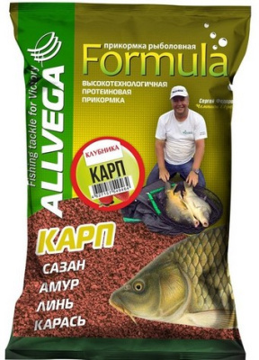 Прикормка "ALLVEGA" Formula Carp Strawberry карп (клубника) 900 гр.