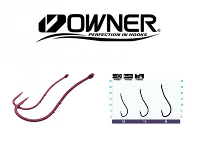 Крючок OWNER 53118 Worm SP-BH bloody red №12 (9 шт.)