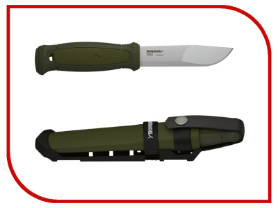 Нож Morakniv Kansbol, нержавеющая сталь, прорезиненная ручка, цвет зеленый, ножны c креплением