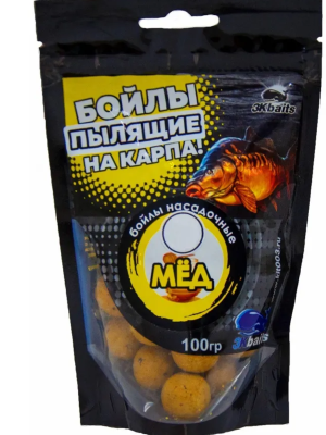 Бойлы "Три кита" пылящие d14мм Мёд 100 гр.