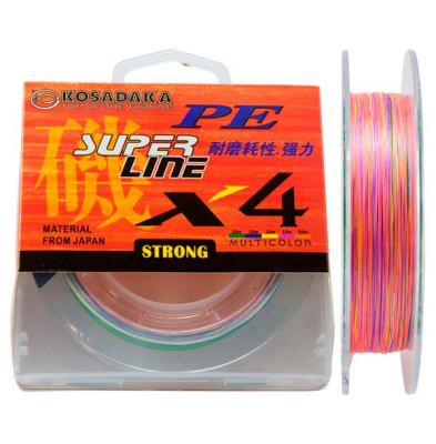 Леска плет. "KOSADAKA" Super PE X4 multicolor 0.30 150м