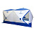 Палатка зимняя куб СЛЕДОПЫТ, 3,8х1,9 м, 2-х комн.  S по полу 7,2 кв.м, 3 слоя , цв. синий/белый
