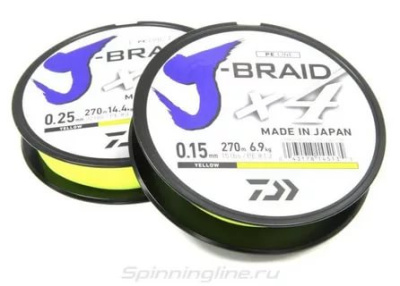 Шнур Daiwa J-Braid X4 Yellow 0.15мм  135м