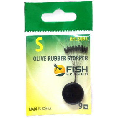 Стопор "FISH SEASON" резиновый оливка №S 9шт 5003-SF