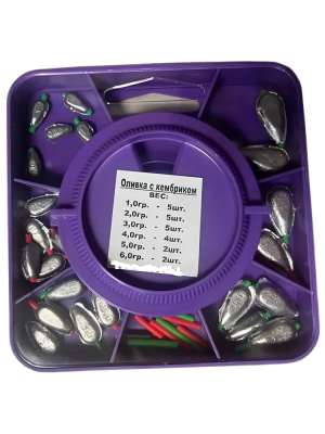 Набор грузил Оливка с кембриком (1-6 гр.) 23 шт.