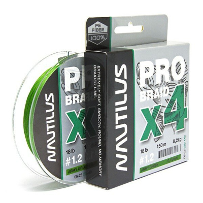 Леска плет. "NAUTILUS" Pro Braid X4 Army Green 0.12мм 150м