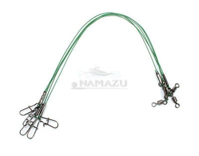 Поводок стальной NAMAZU Leader 1х7 Nylon Coated Green, d-0,24 мм, L-15 см, test- 7 кг (уп. 5 шт.)