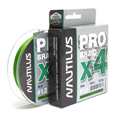 Леска плет. "NAUTILUS" Pro Braid X4 Army Green 0.20мм 150м