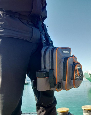 Сумка рыболовная "СЛЕДОПЫТ" Street Fishing MultiLock Pocket, 16х19х24 см, цв. серый
