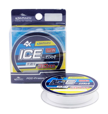 Шнур плетеный Namazu "Ice-Stra" 4Х, L-30 м, d-0,06 мм, test-2,2 кг, белый