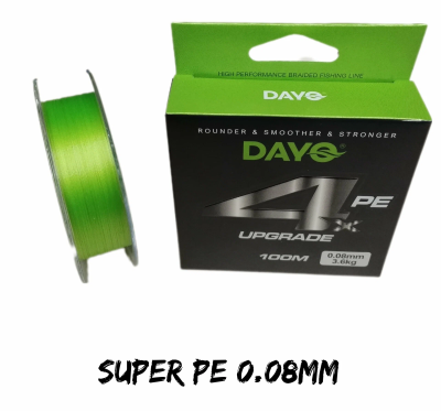 Плетёный шнур DAYO 4X PE Upgrade Nano Braid fluoro-green 100 м 0.08 мм