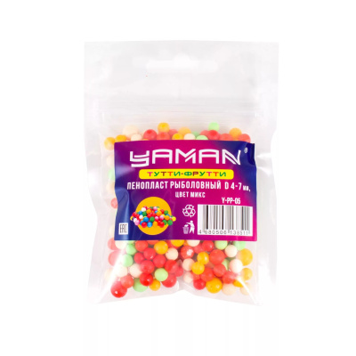 Пенопласт рыболовный Yaman Тутти-фрутти, d 4-7 мм, цв. микс (уп. 250 шт)