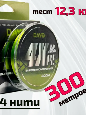 Плетёный шнур DAYO 4X PE Green 4x 300 м 0.20 мм