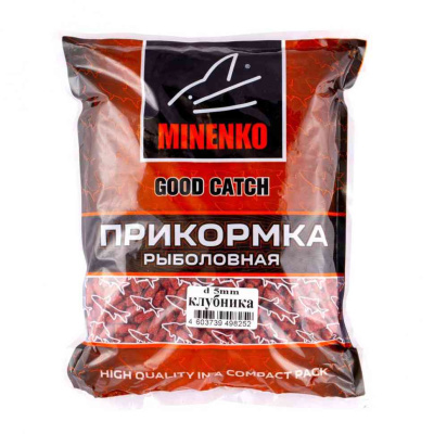 Прикормка MINENKO GOOD CATCH Гранулы 5мм, КЛУБНИКА, 700 гр.
