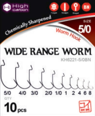 Крючок KOI "WIDE RANGE WORM", размер 5/0 (INT), цвет BN, офсетный (10 шт.)