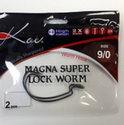 Крючок KOI "MAGNA SUPER LOCK WORM", размер 9/0 (INT), цвет BN, офсетный (2 шт.)