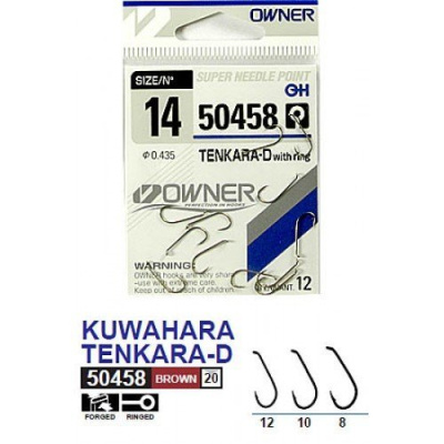 Крючок OWNER 50458 Tenkara Down w/eye brown №14 (12 шт.)