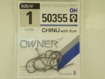 Крючок OWNER 50355 Chinu w/eye BC №1 (8 шт.)