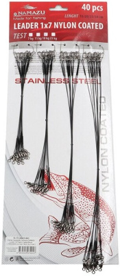 Поводок стальной NAMAZU Leader 1х7 Nylon Coated Black, L-15/20/25/30 см, test- 11 кг (1 шт.)
