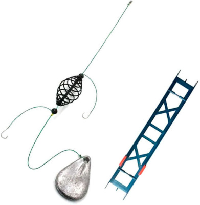 Оснастка фидерная Яман «Убийца карася», кормушка витая пруж. 55 мм, груз ложка 80 г, шнур