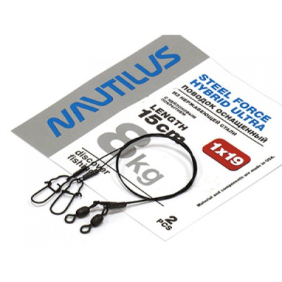 Поводок Nautilus 1x19 Steel Force Hybrid Ultra  8кг 15см