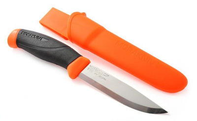 Нож Morakniv Companion F Orange, нержавеющая сталь, прорезиненная рукоять с оранжевыми накладкам