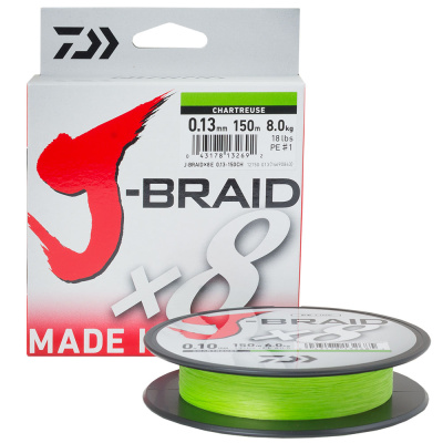 Леска плет. "DAIWA" J-Braid X8 Chartreuse 0.13 150м