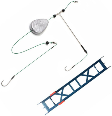 Оснастка фидерная Яман «Донка №2», груз ложка 80 гр. отвод 12 см, шнур 0,25 мм, кр.№4